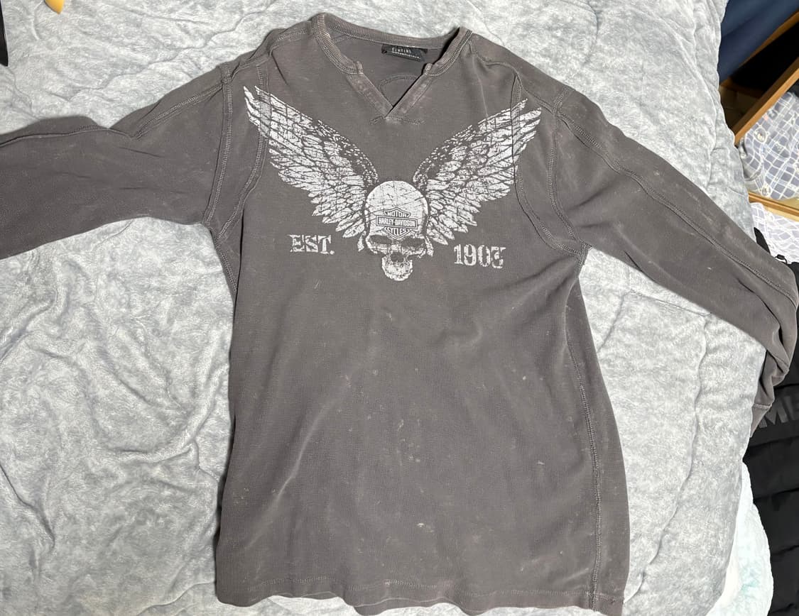 할리데이비슨 스컬 펑크 피그민트 롱슬리브 상품이미지2