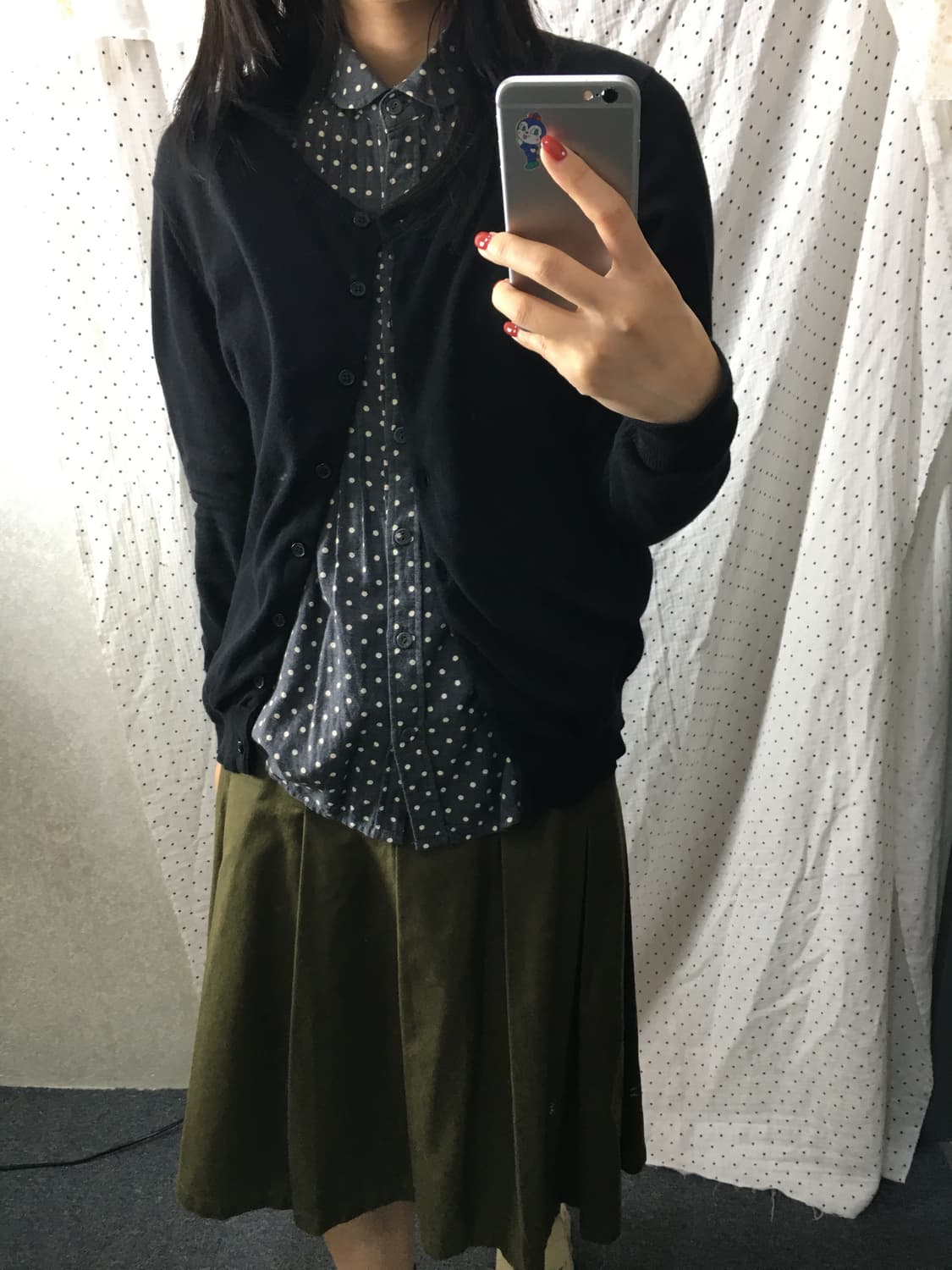 다크 그레이 도트 셔츠 상품이미지3