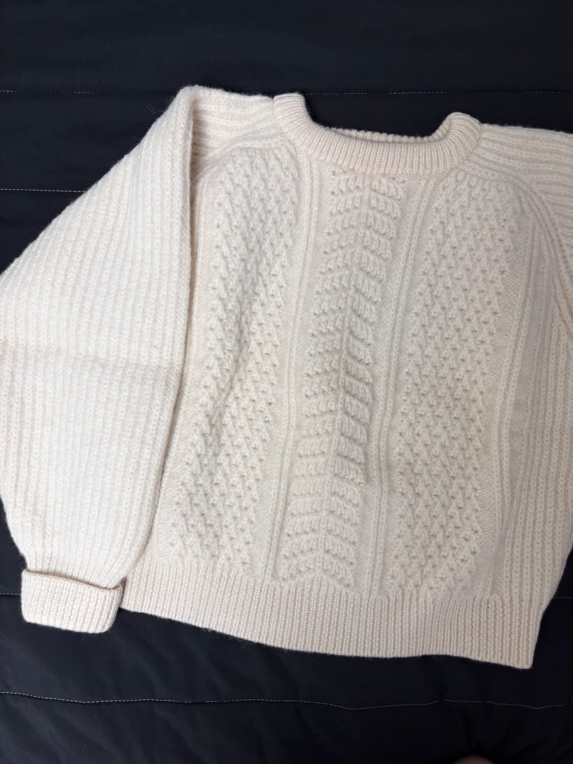 브리티쉬 퓨어 울 100% 짜임 니트 아이보리 상품이미지1