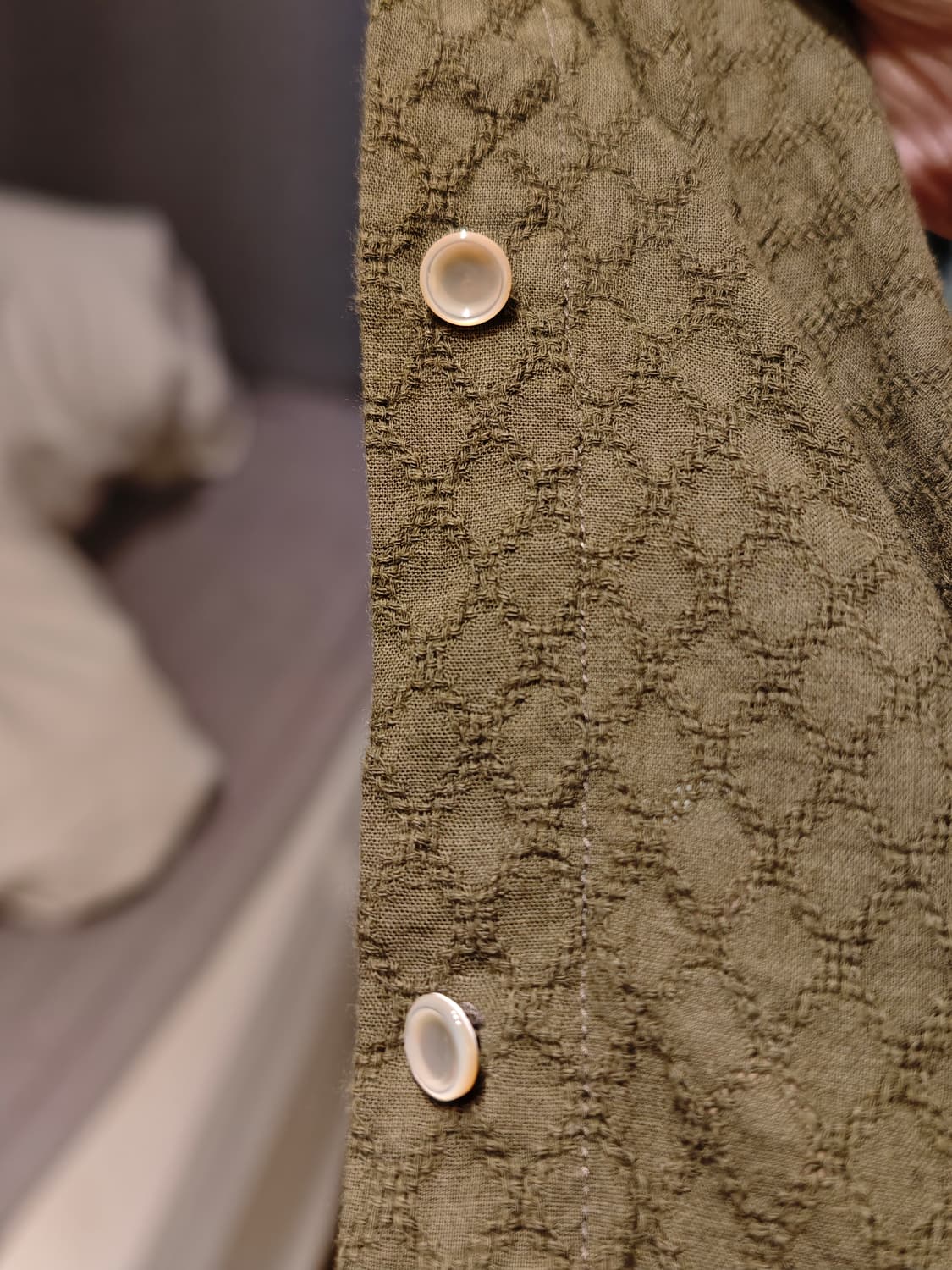 벨리에 세리프 치코 셔츠 자카드 카키 04사이즈 상품이미지3