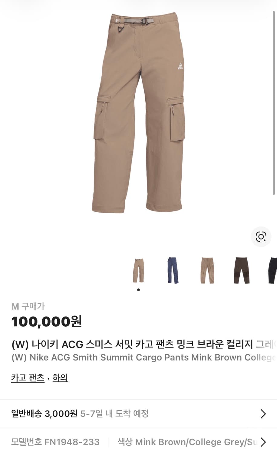 W) 나이키 ACG 스미스 서밋 카고 팬츠 (새제품. M) 상품이미지9