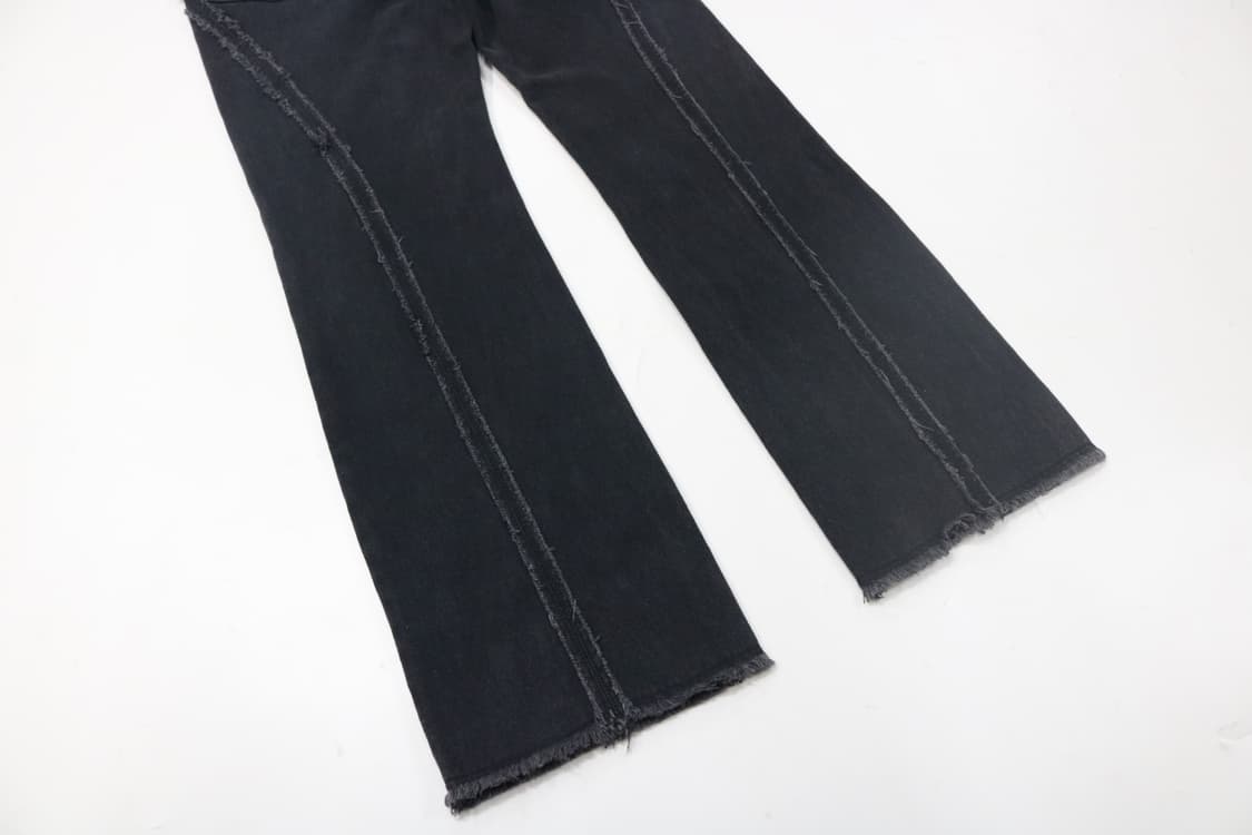 HARE 하레 절개 라인 프링지 블랙 데님 팬츠 (M) 상품이미지8