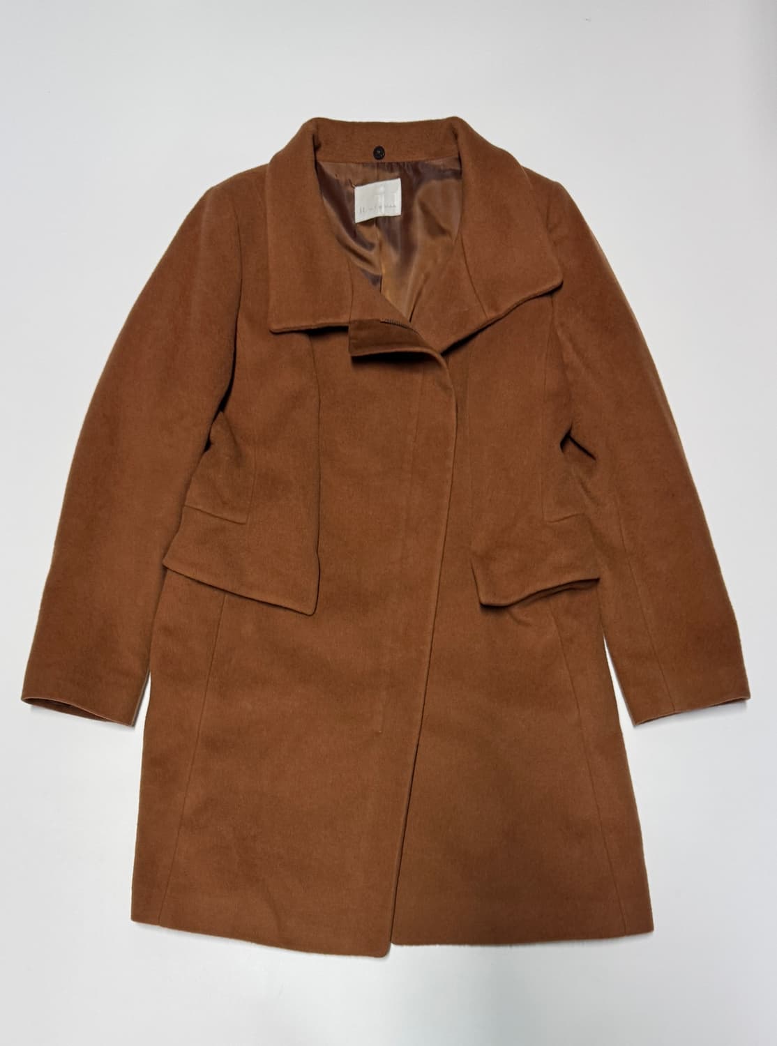 여성 잇 미샤 집업 카라 울 코트 카라멜 55 상품이미지1