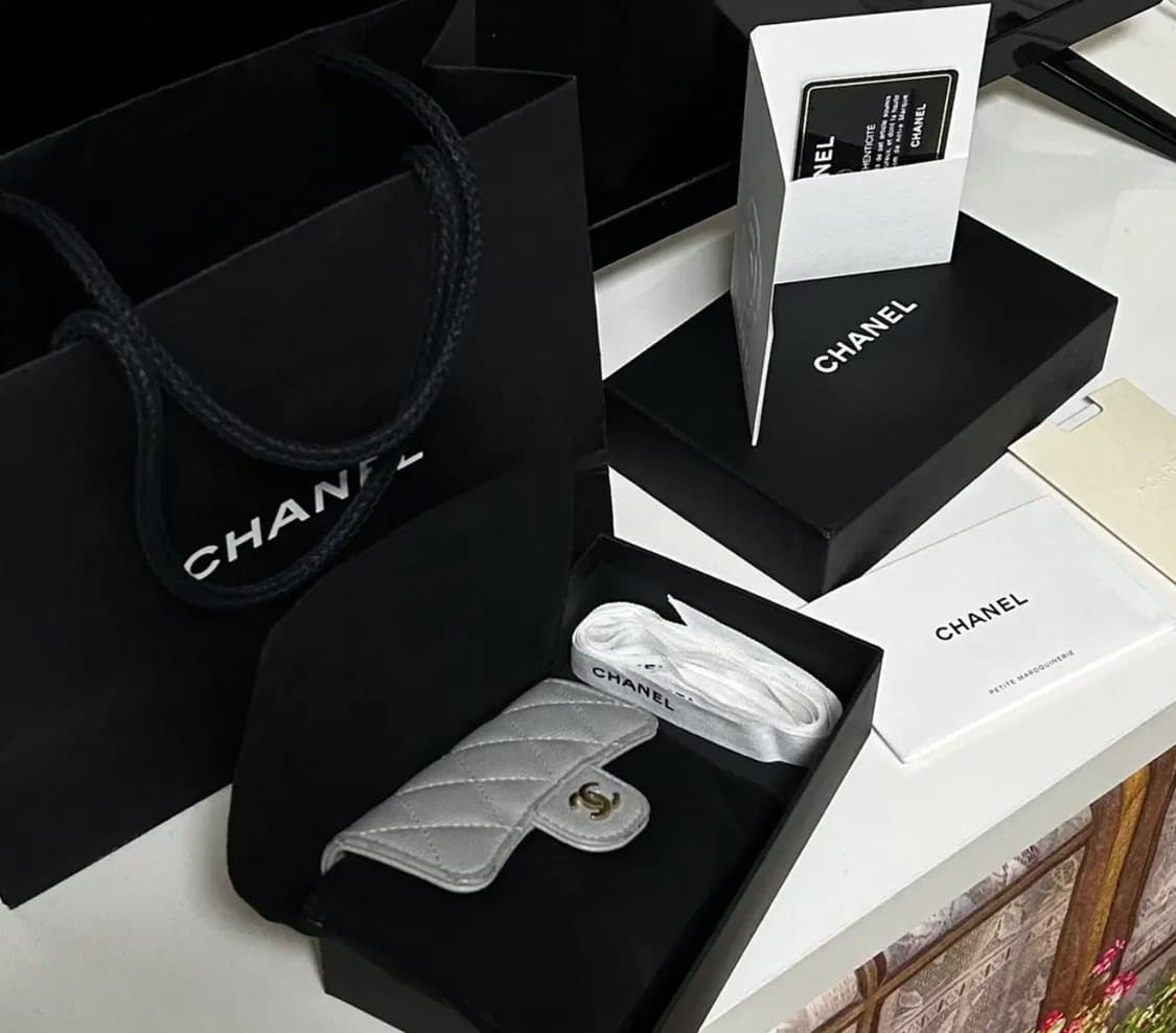 [정품] 샤넬 캐비어 클똑 스몰 민트그레이 카드월릿 풀구성품 상품이미지1