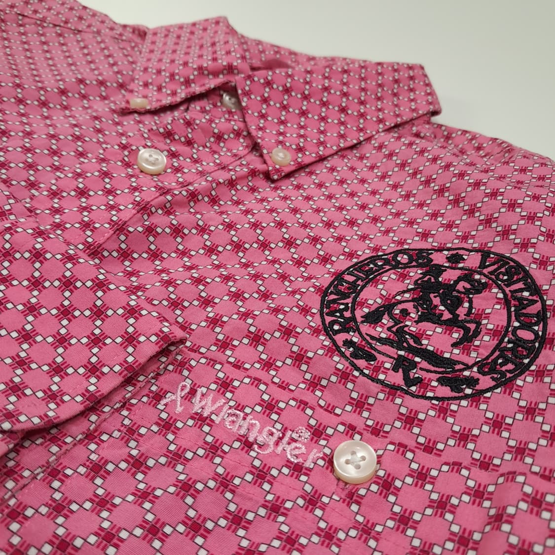 CL892 L 랭글러 핑크 리본 유방암 캠페인 유니크 자수 셔츠 남방 상품이미지4