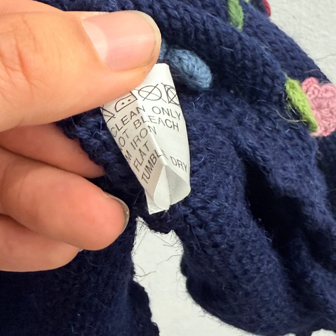 CHN 빈티지 꽃 자수 네이비 니트 가디건 (M) 상품이미지3