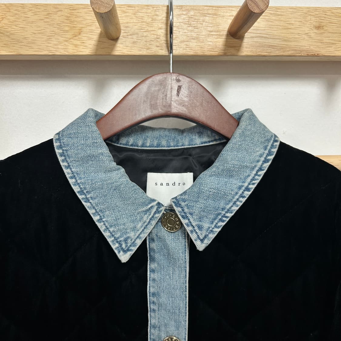 산드로 벨벳 퀼팅 데님 자켓 상품이미지4