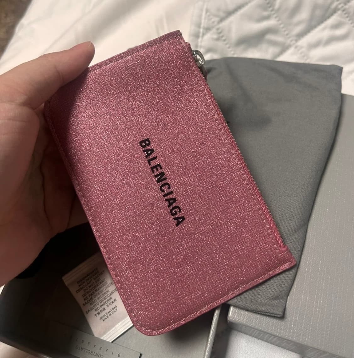 (거의새거)발렌시아가 글리터 스파클링 패브릭 카드지갑 핑크 상품이미지5