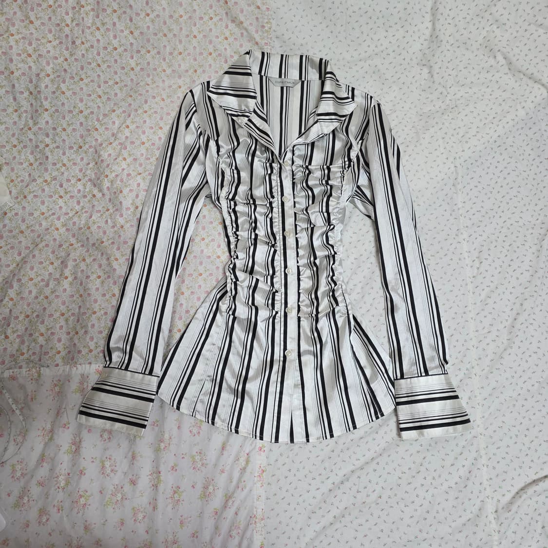 빈티지 스프라이트 실버 셔링 새틴 오네갸루 셔츠 펑크 공겜여주 긱시크 상품이미지1