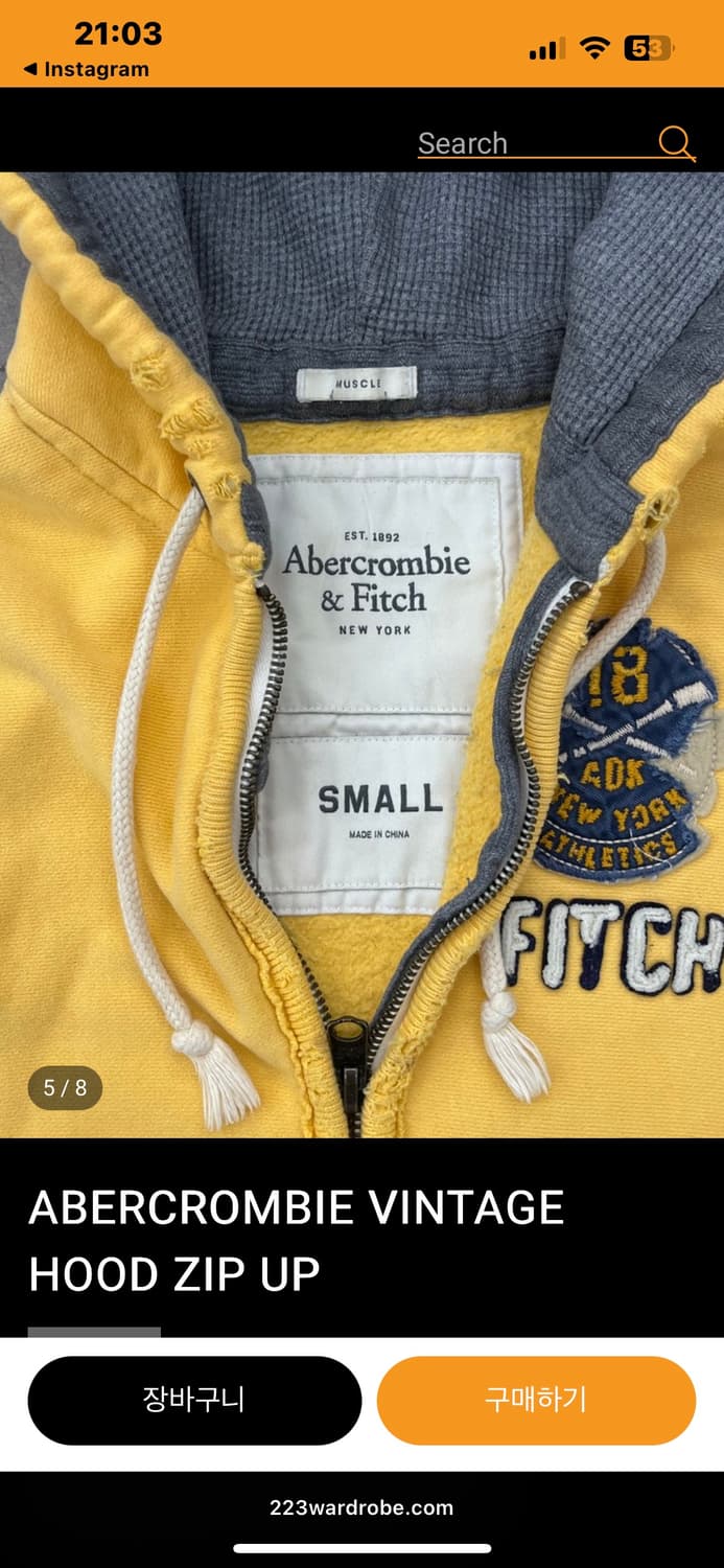 아베크롬비 후드집업 S 상품이미지5