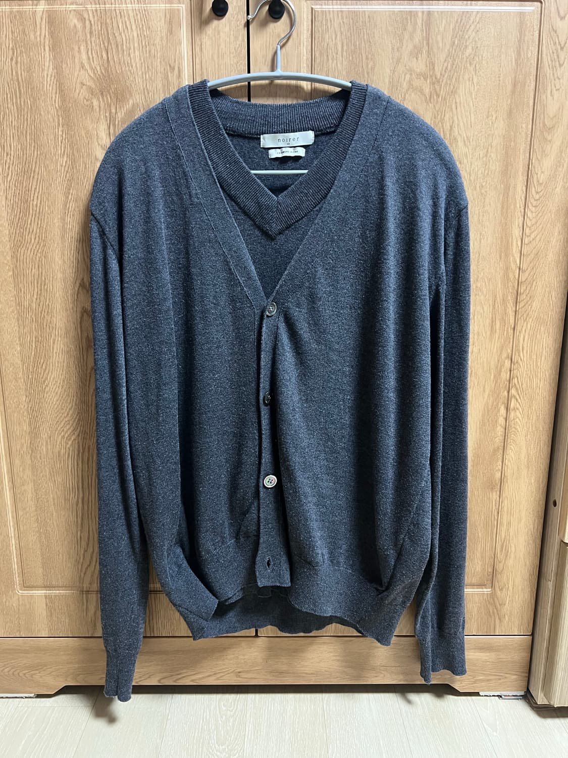 노이어 캐시미어 레이어드 풀오버 가디건 니트 다크 그레이 상품이미지2