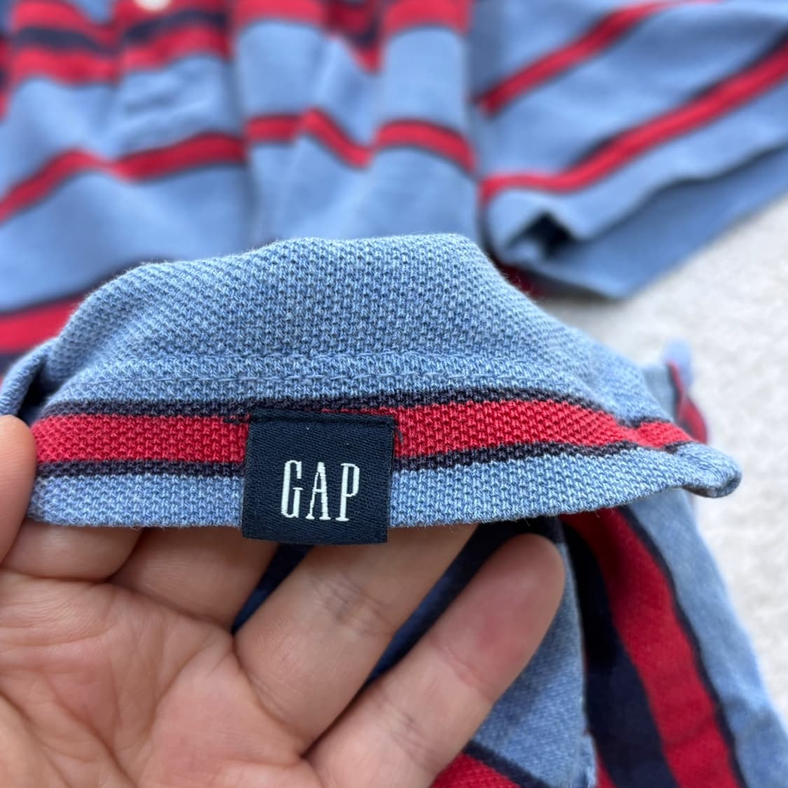 L 갭 스트라이프 반팔 카라 티셔츠 0406E 상품이미지5