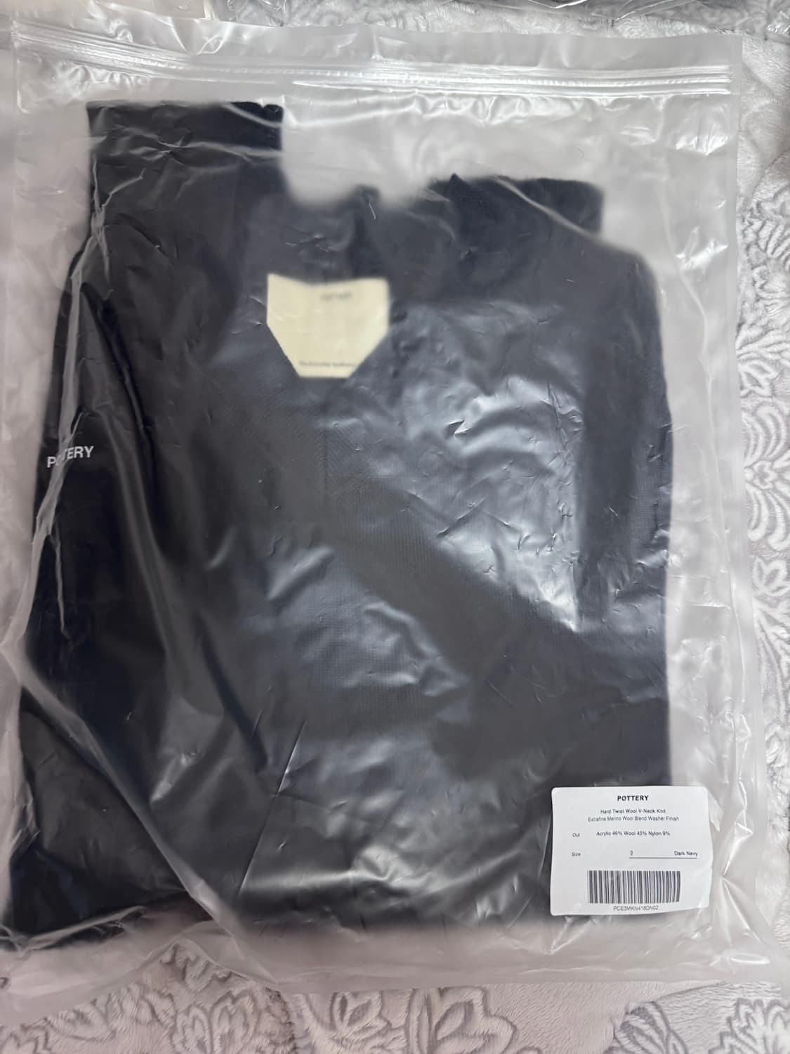 포터리 하드 트위스트 울 브이넥 니트 차콜, 다크네이비 2 새상품   상품이미지3