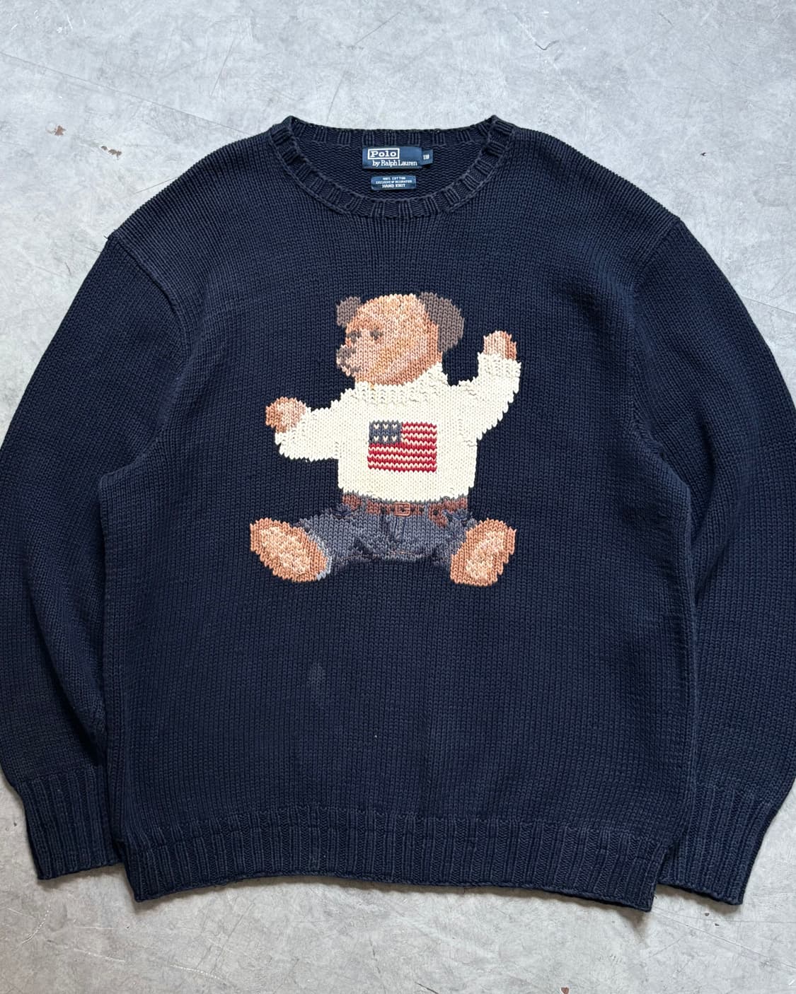 Polo 폴로 랄프로렌 90‘s 싯다운베어 네이비컬러 핸드 니트 상품이미지1