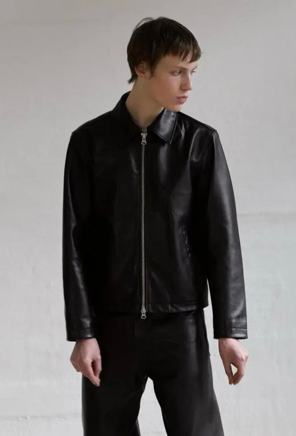 선플라워 숏 레더 자켓 블랙 48사이즈 상품이미지3