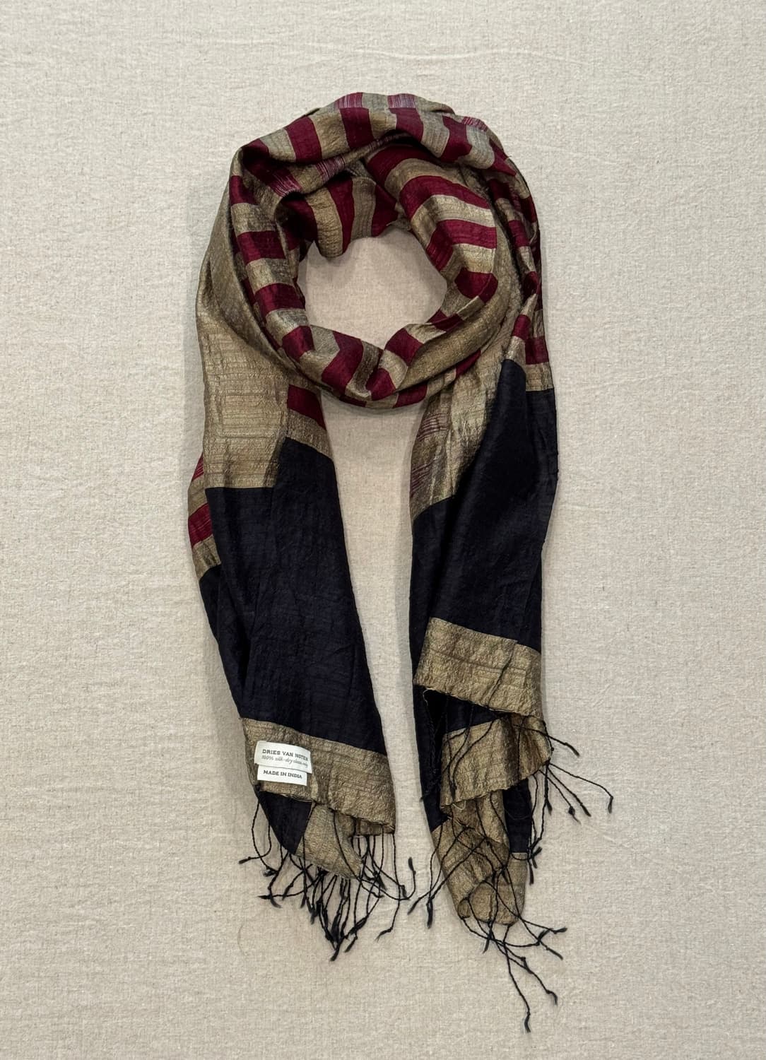 드리스반노튼 실크 스트라이프 머플러 상품이미지1