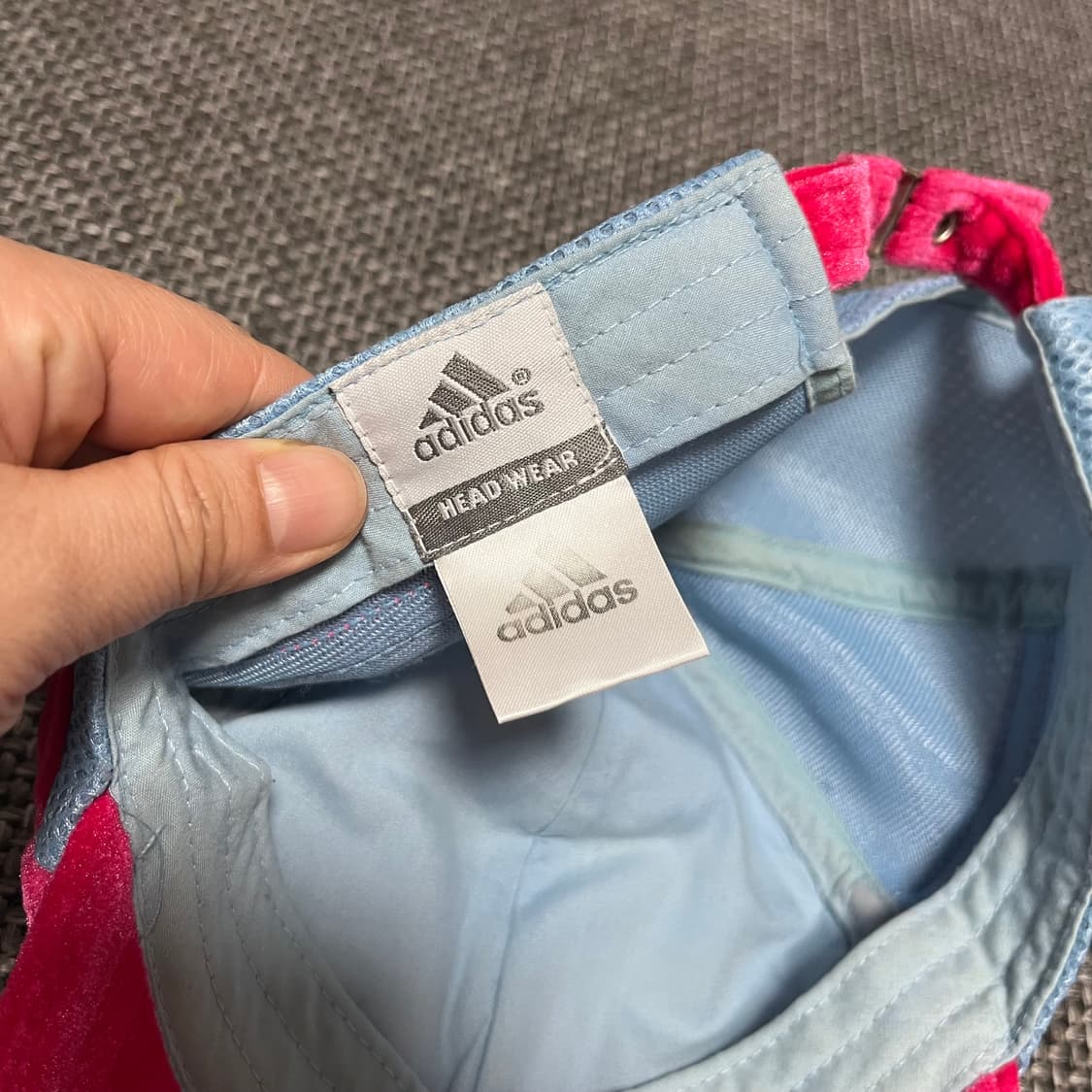 아디다스 y2k 벨벳 볼캡 모자 진핑크 상품이미지3