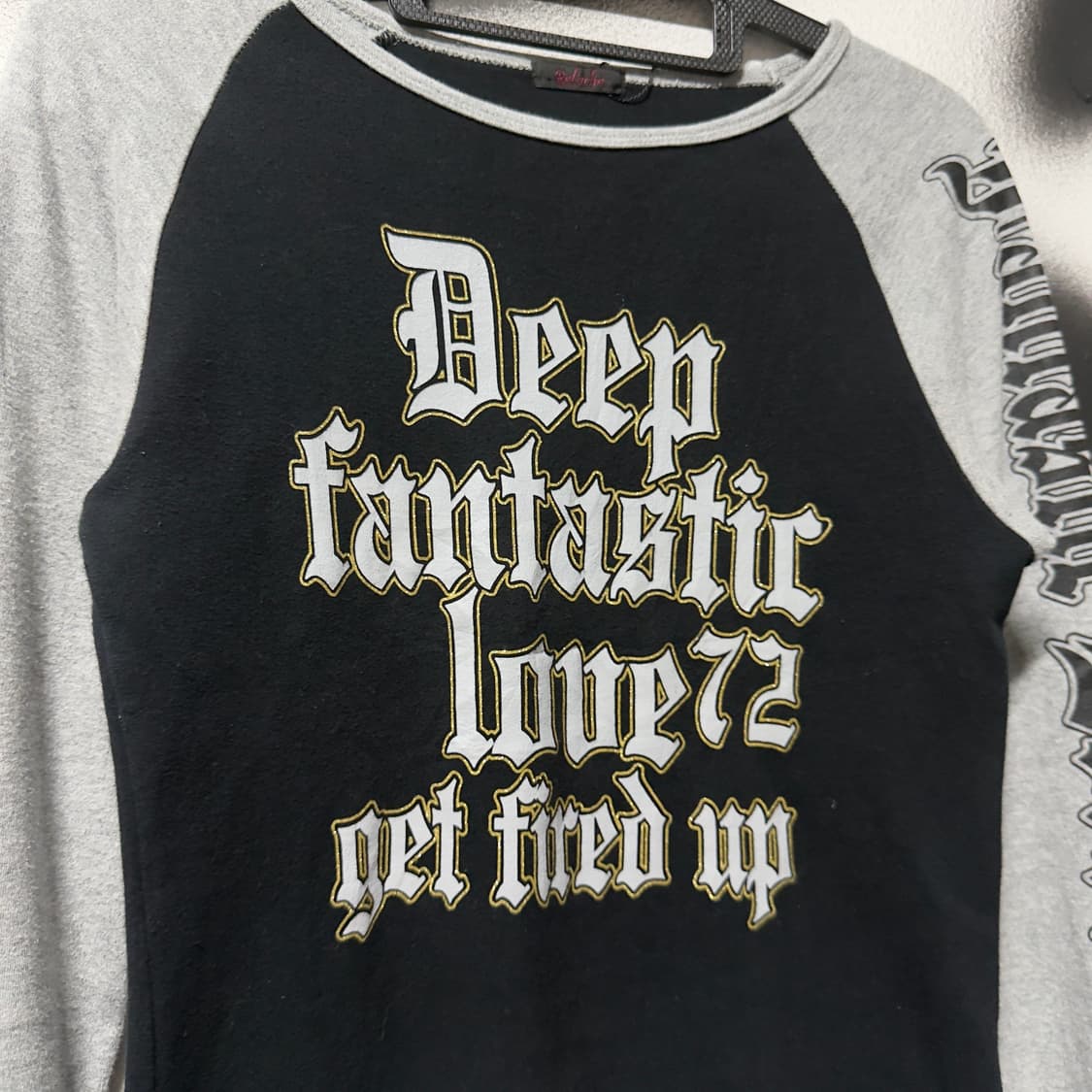 VTG 락펑크 레터링 프린팅 레글런 크롭 롱 슬리브 상품이미지2