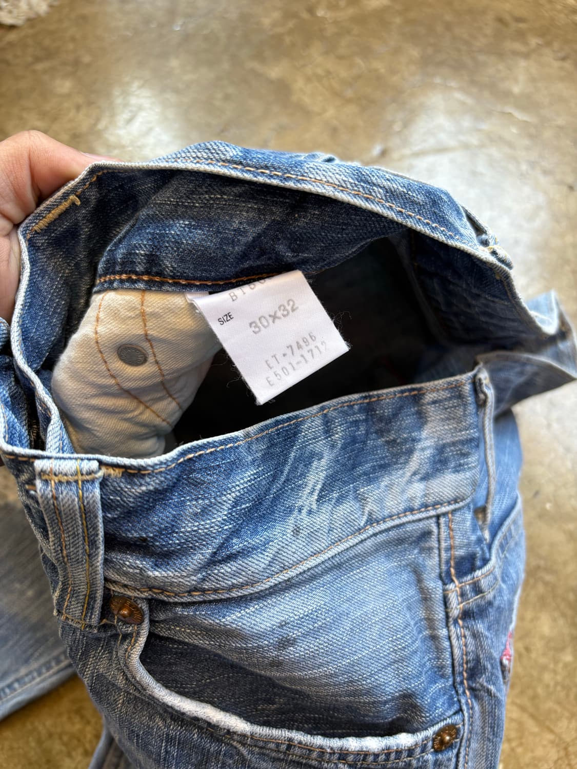 Edwin 블루 트립 데미지 페인팅 데님 상품이미지4