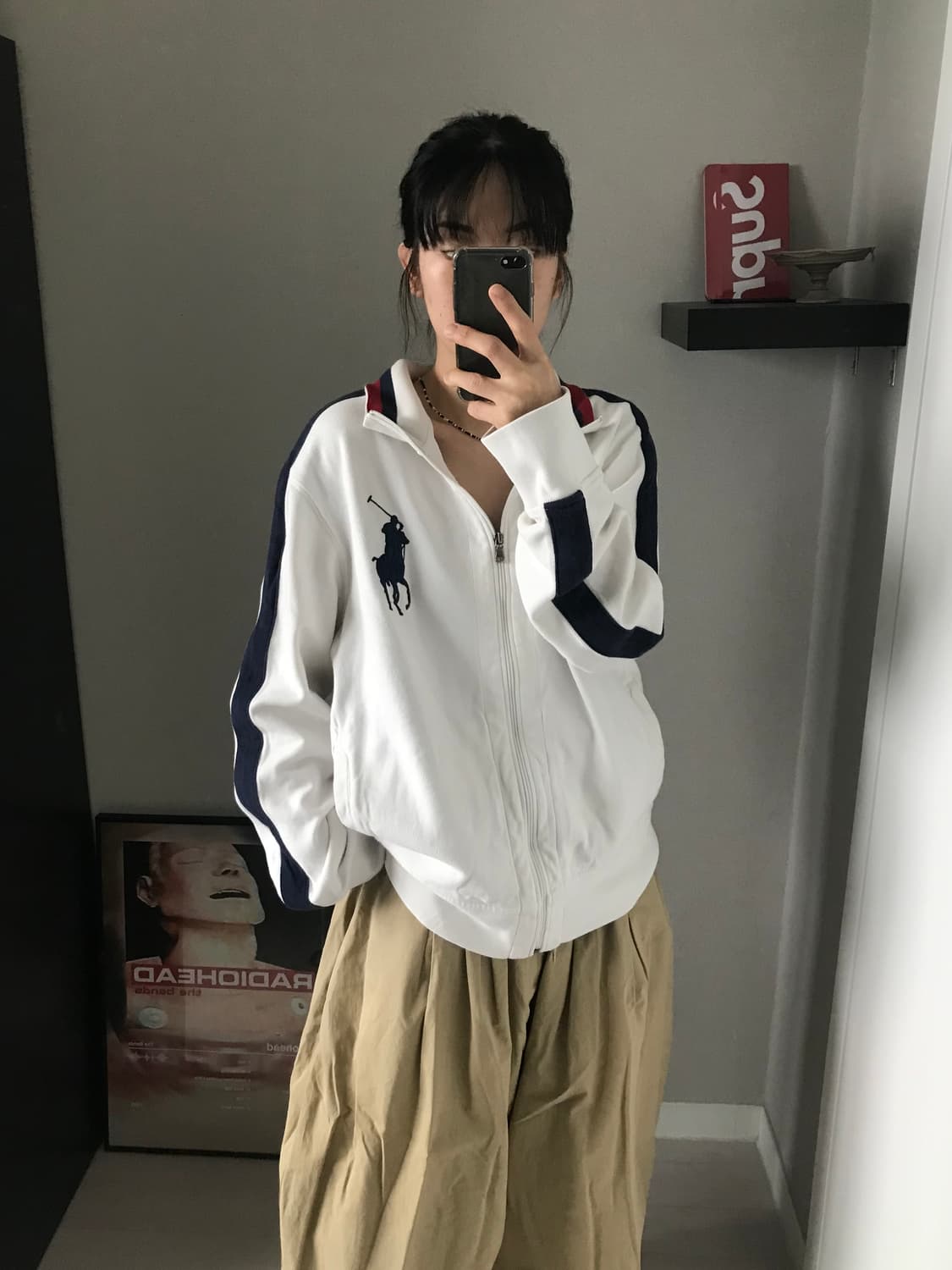 폴로 랄프로렌 빅 포니 로고 화이트 집업 상품이미지4