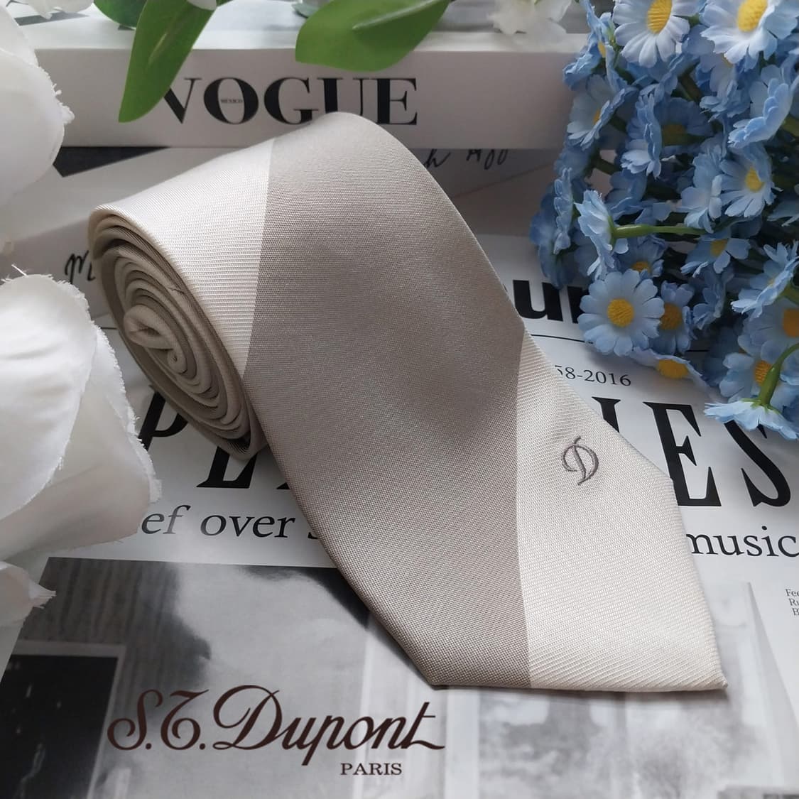 듀퐁 실크 아이보리 솔리드 슬림 넥타이 8cm A+~A등급 K1788
 상품이미지2