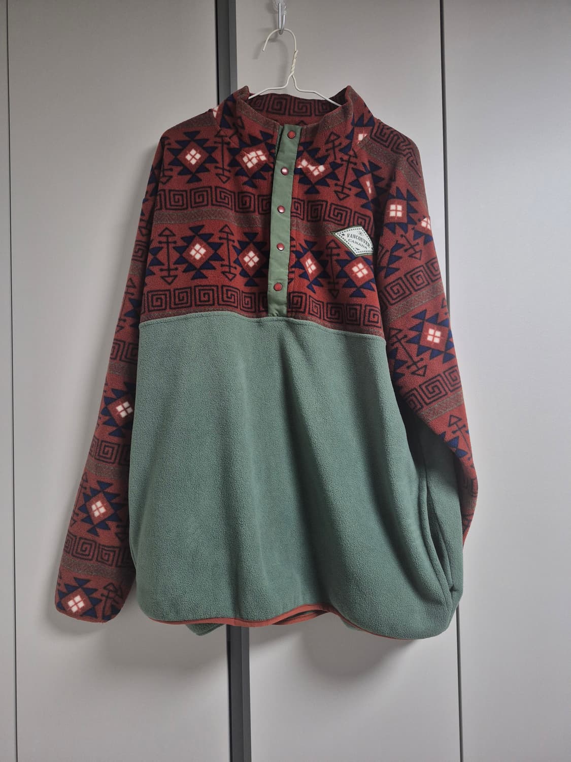빈티지 캐나다 히피 에스닉 패턴 보헤미안 모리걸 후리스 아노락 집업 상품이미지1