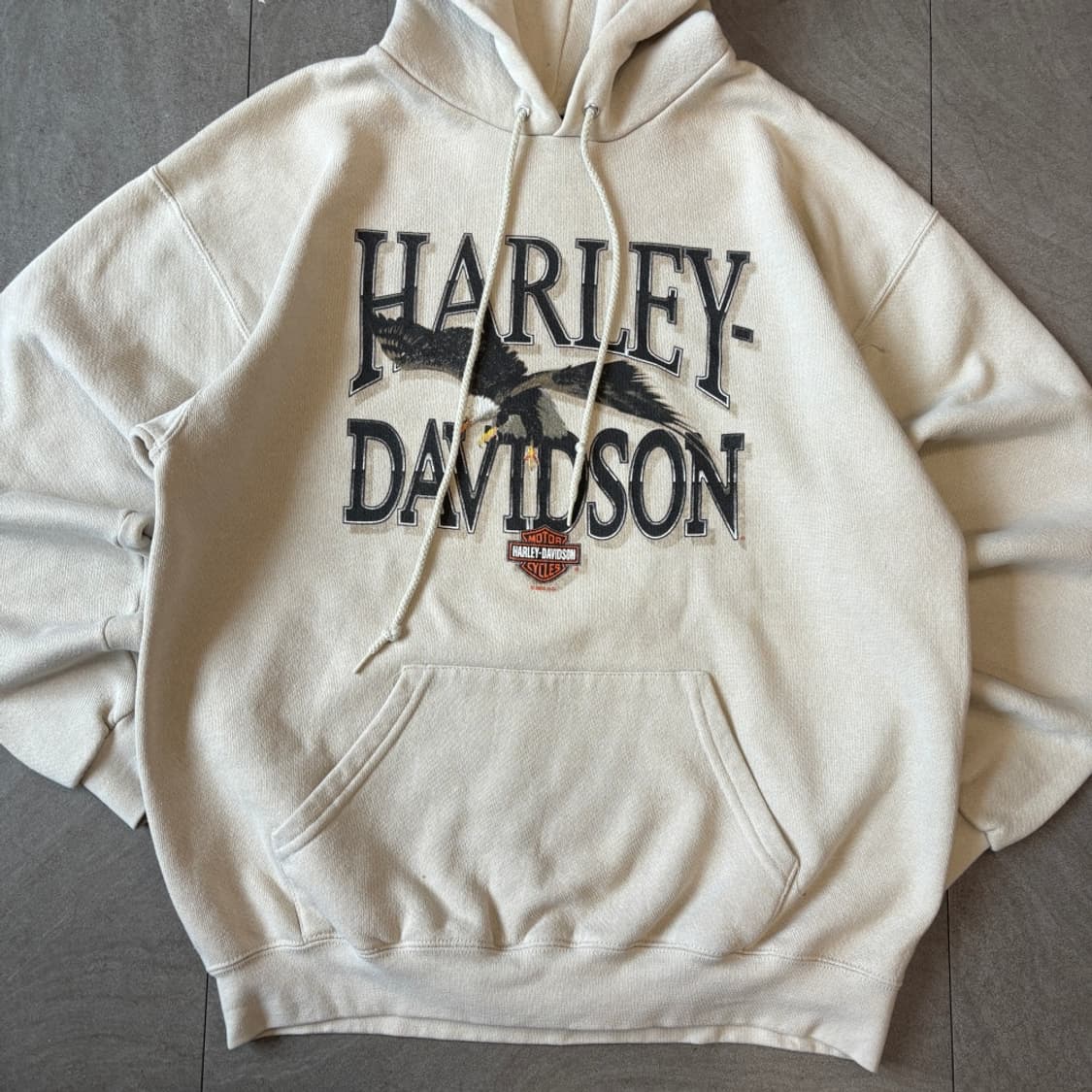00년대 생산 할리데이비슨 아이보리 후디 후드티 상품이미지4