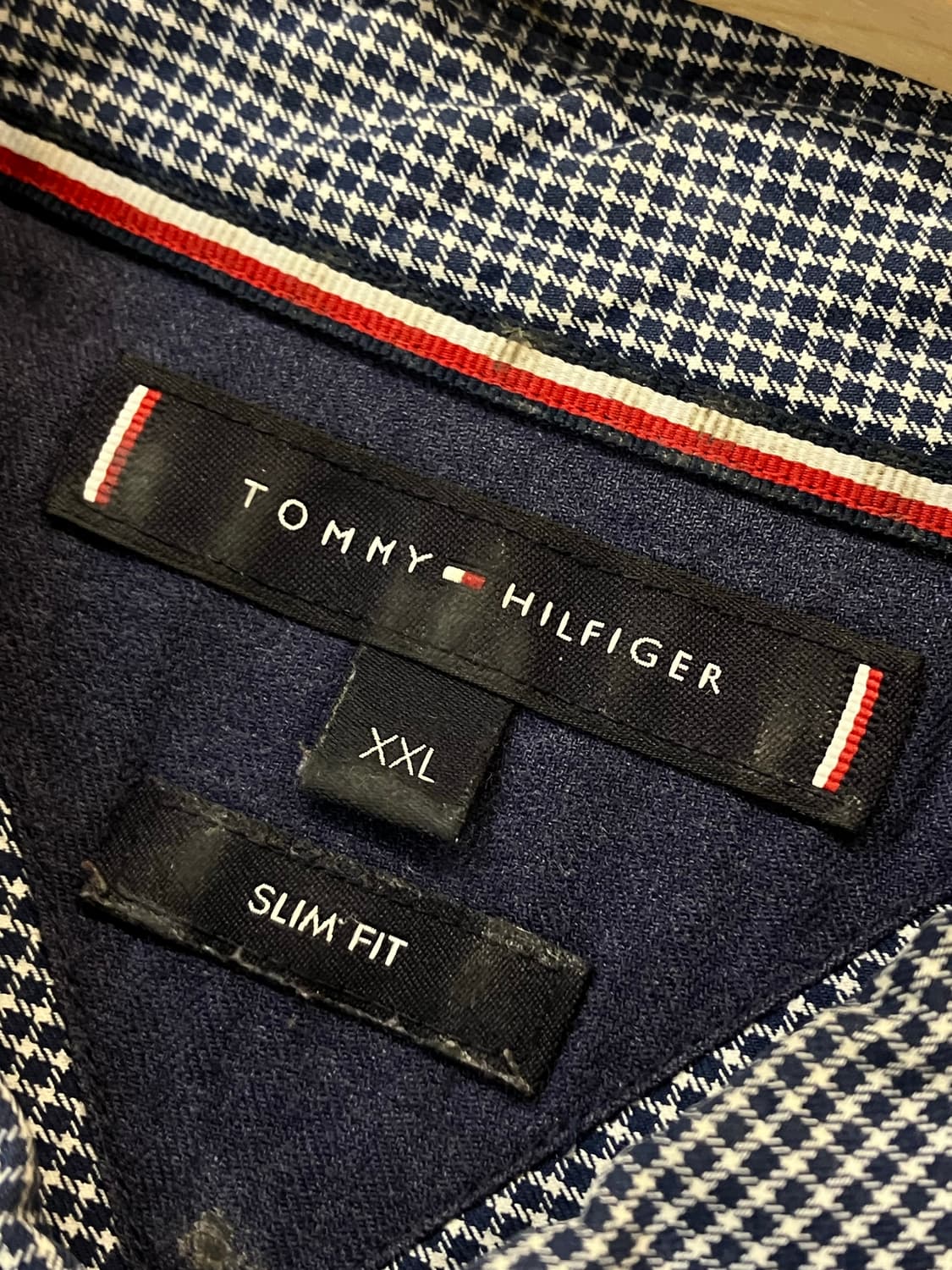 타미힐피거 슬림핏 체크 셔츠 네이비 XXL #csz3621 상품이미지3