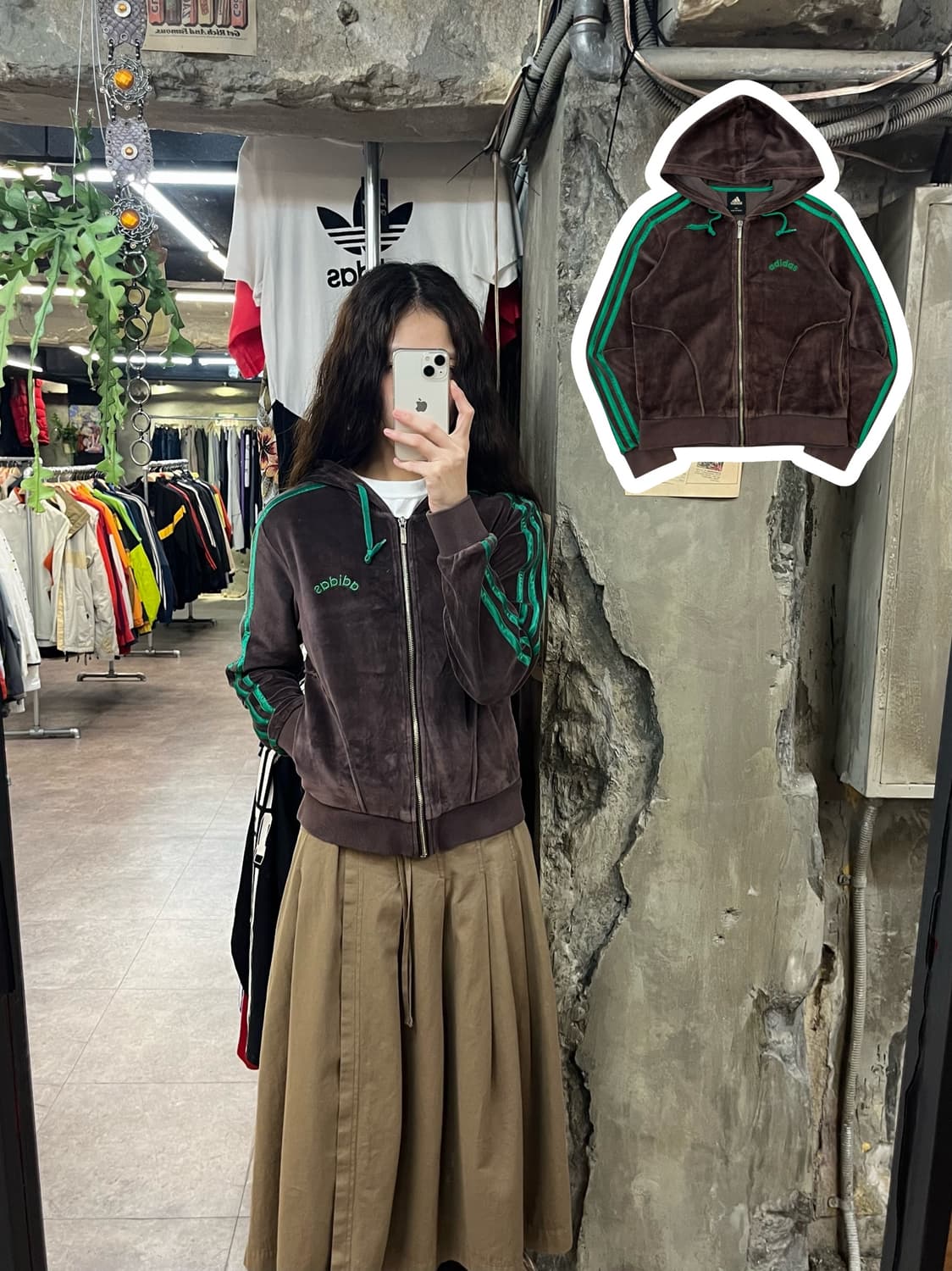 아디다스 벨루어 벨벳 후드집업 브라운 95 #csz1781 상품이미지1