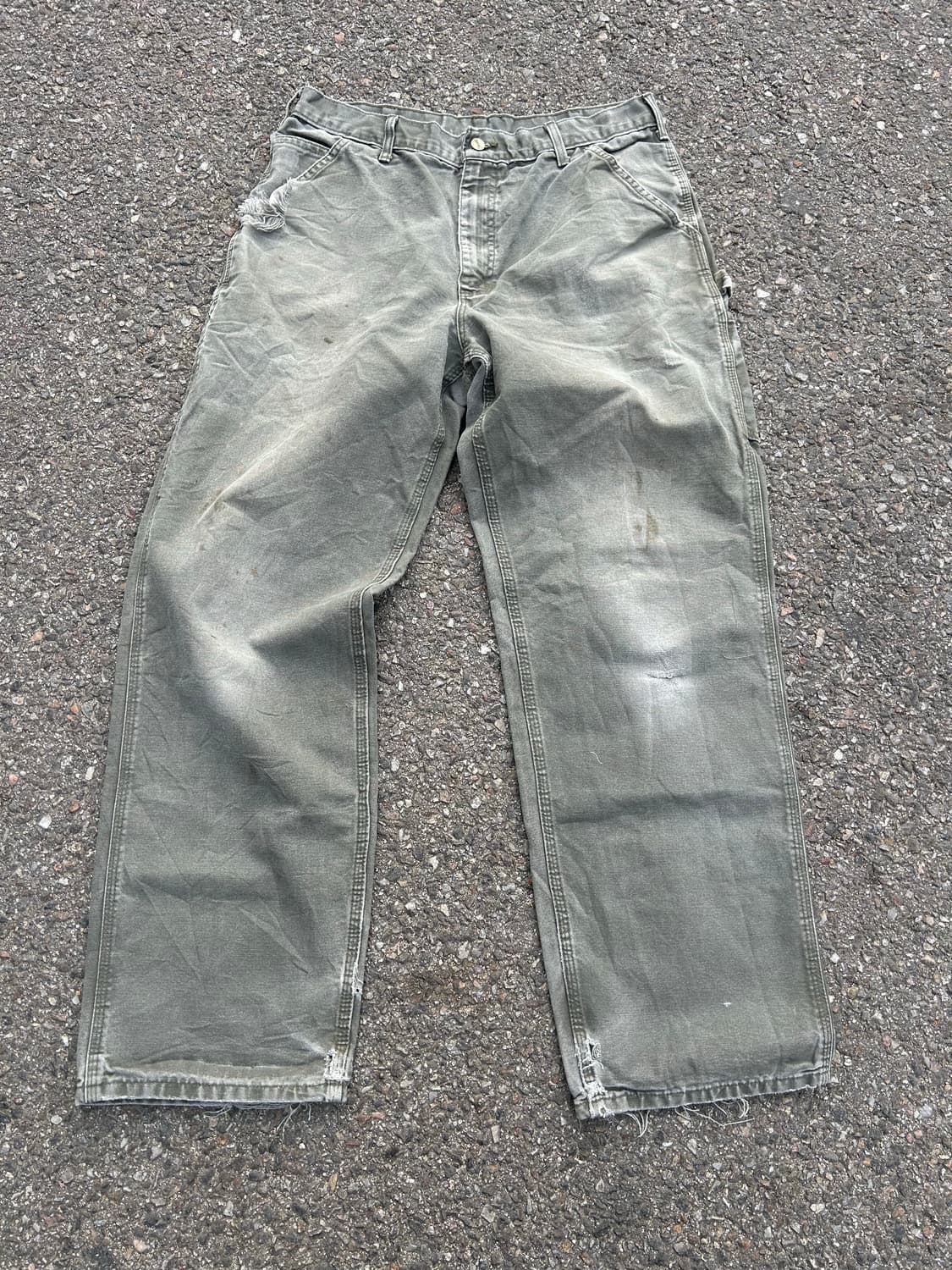 칼하트 B11 모스그린 싱글니 덕캔버스 워크팬츠 34in 상품이미지2