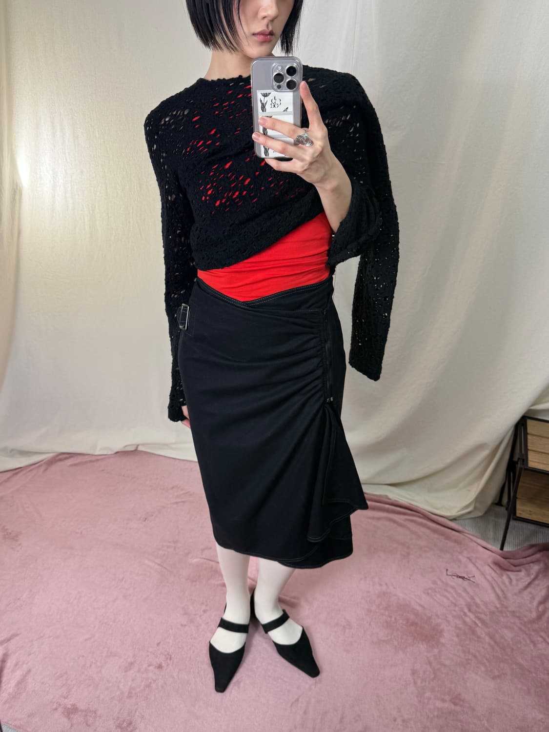 꼼데가르송 로브 드 샹브르 그물 울 니트 상품이미지1