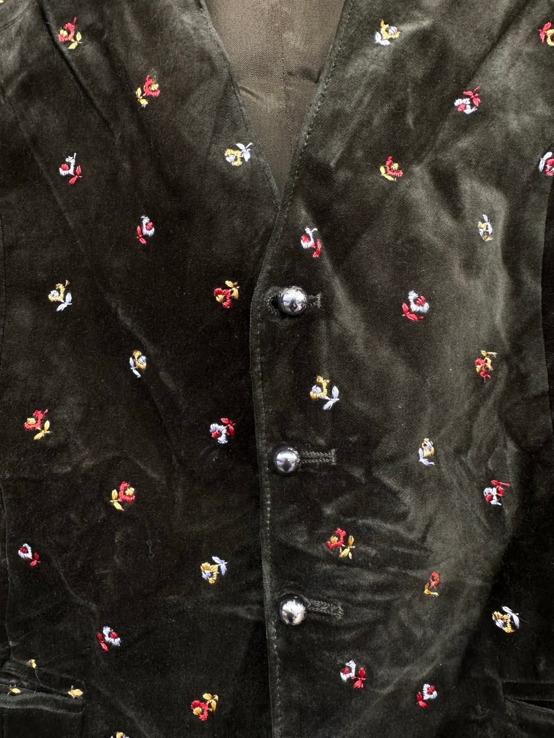  딥그린 벨벳 플라워 자수 조끼 상품이미지4