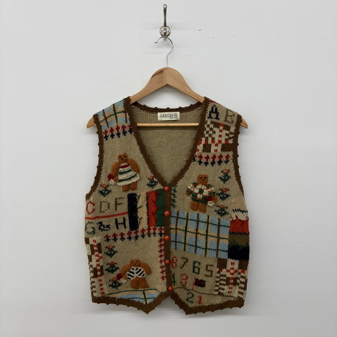 GARDENR 곰돌이 핸드메이드 니트 베스트 여성 L 상품이미지1