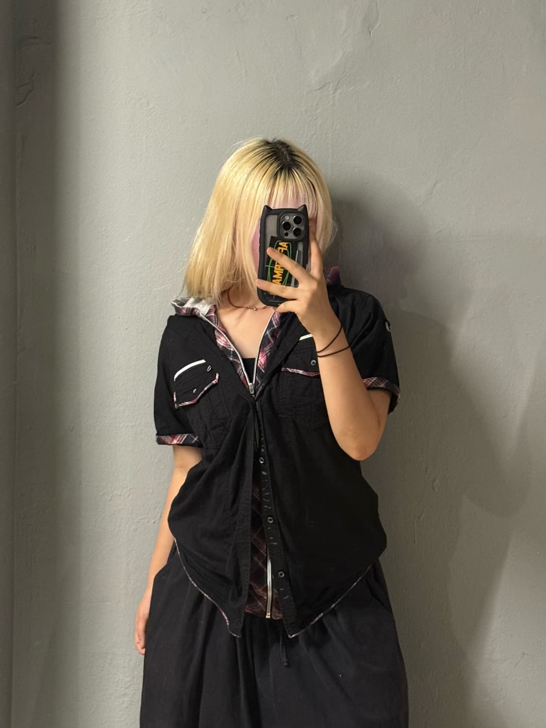check hood layered detail shirt 상품이미지2