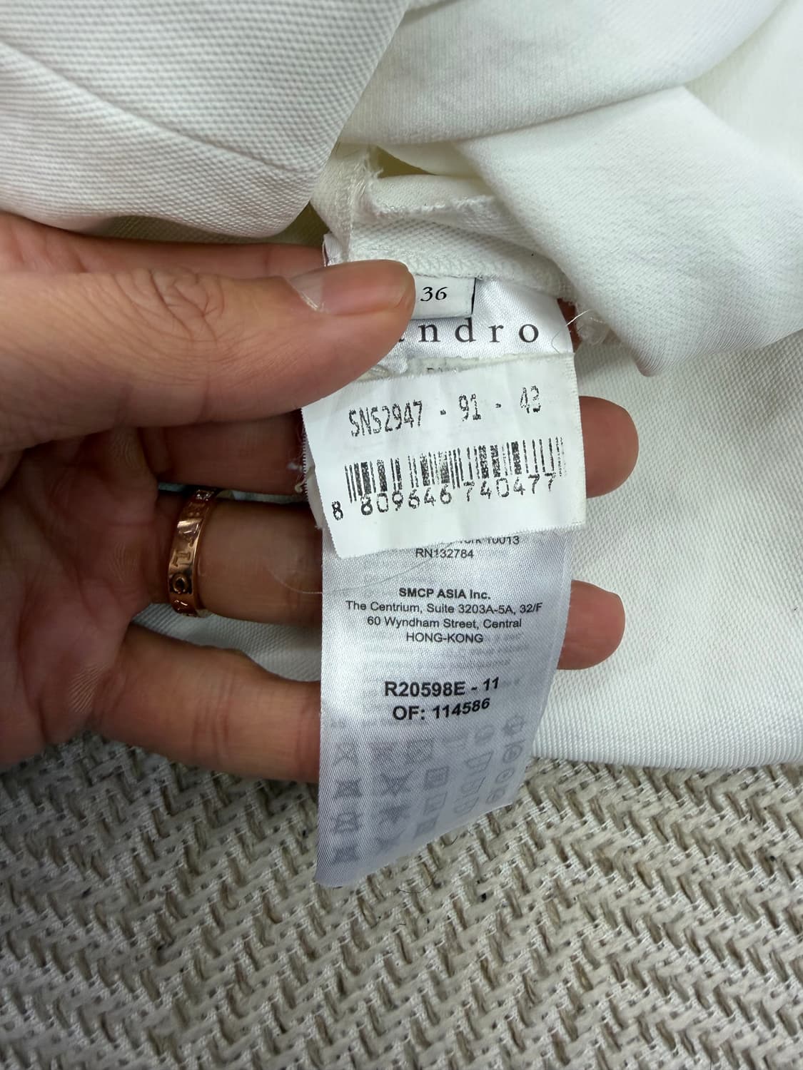 정품) 산드로 화이트 금장단추 셔츠 원피스 36 상품이미지8
