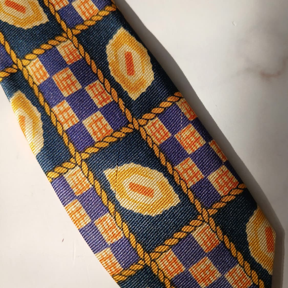 크리스찬 디올 네이비 기하 패턴 넥타이 9.3cm B등급 A19713 상품이미지8