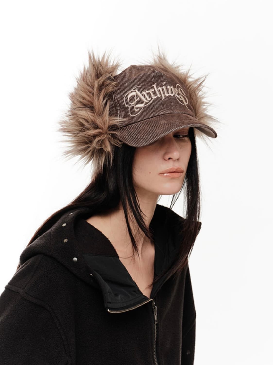 2000아카이브 코듀로이 퍼 이어플랩 캡 브라운 상품이미지3