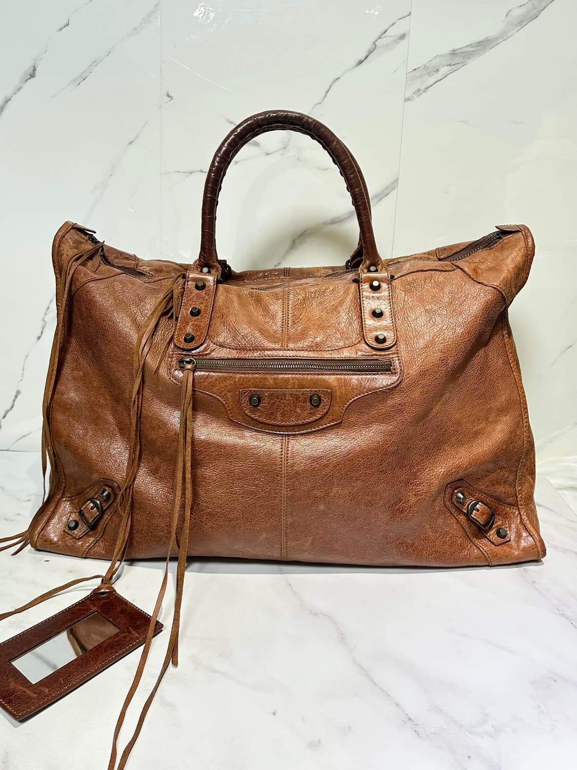 [A 정품] 발렌시아가 시티 모터백 위켄더 브라운 상품이미지6