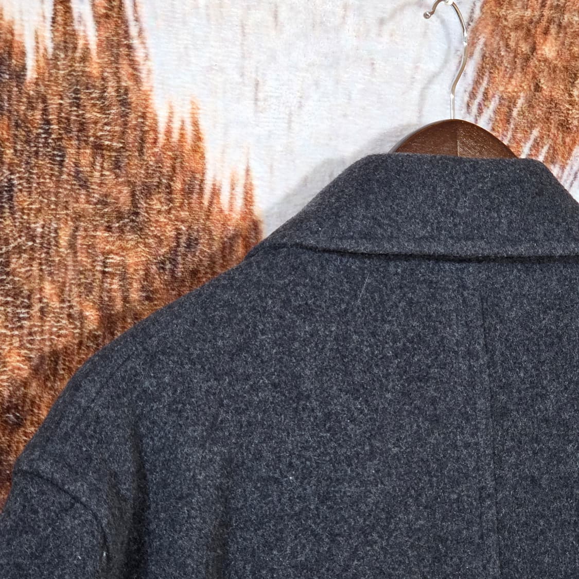 일본 빈티지 더블 버튼 차콜 누빔 미디 코트 상품이미지6
