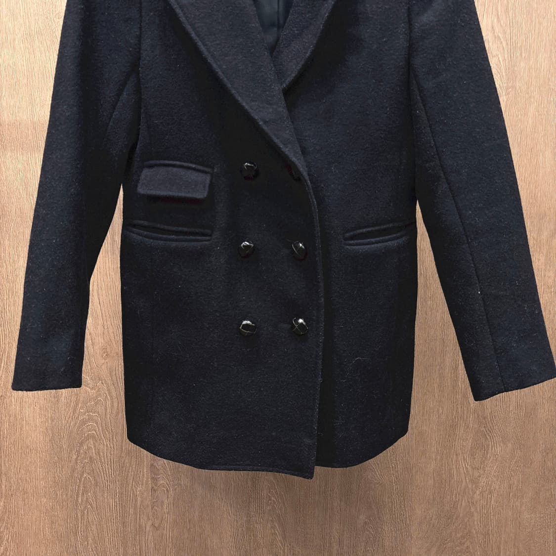 이자벨마랑 에뚜왈 더블 브레스티드 하프 코트 플랩 포켓 디테일 블랙 상품이미지5