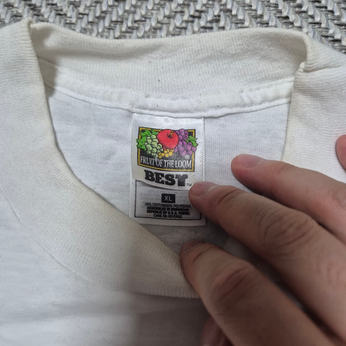 90s Fruit of the loom 싱글스티치 슬로건 티셔츠 (XL) 상품이미지4
