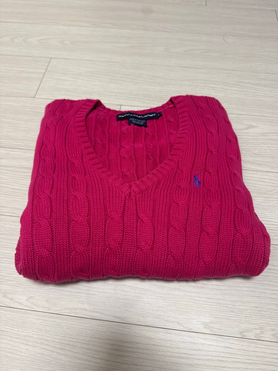폴로 빈티지 핫핑크 브이넥 니트 상품이미지3