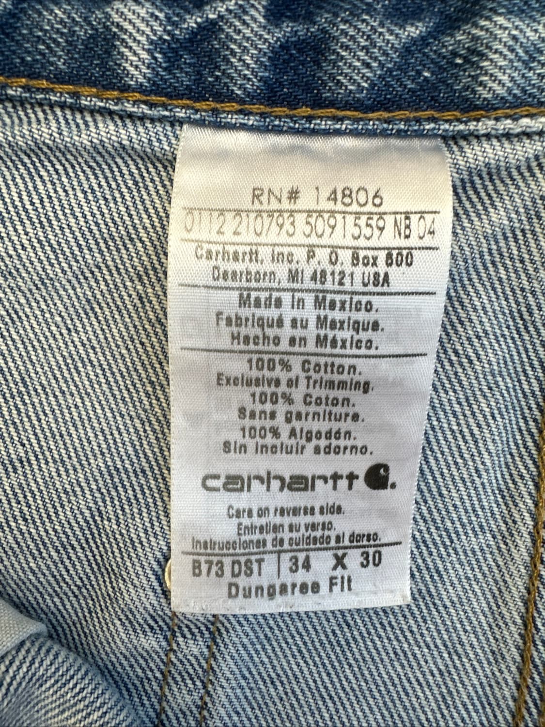 [34X30] 칼하트 B73 DST 더블니 데님 팬츠 던가리 핏 상품이미지7