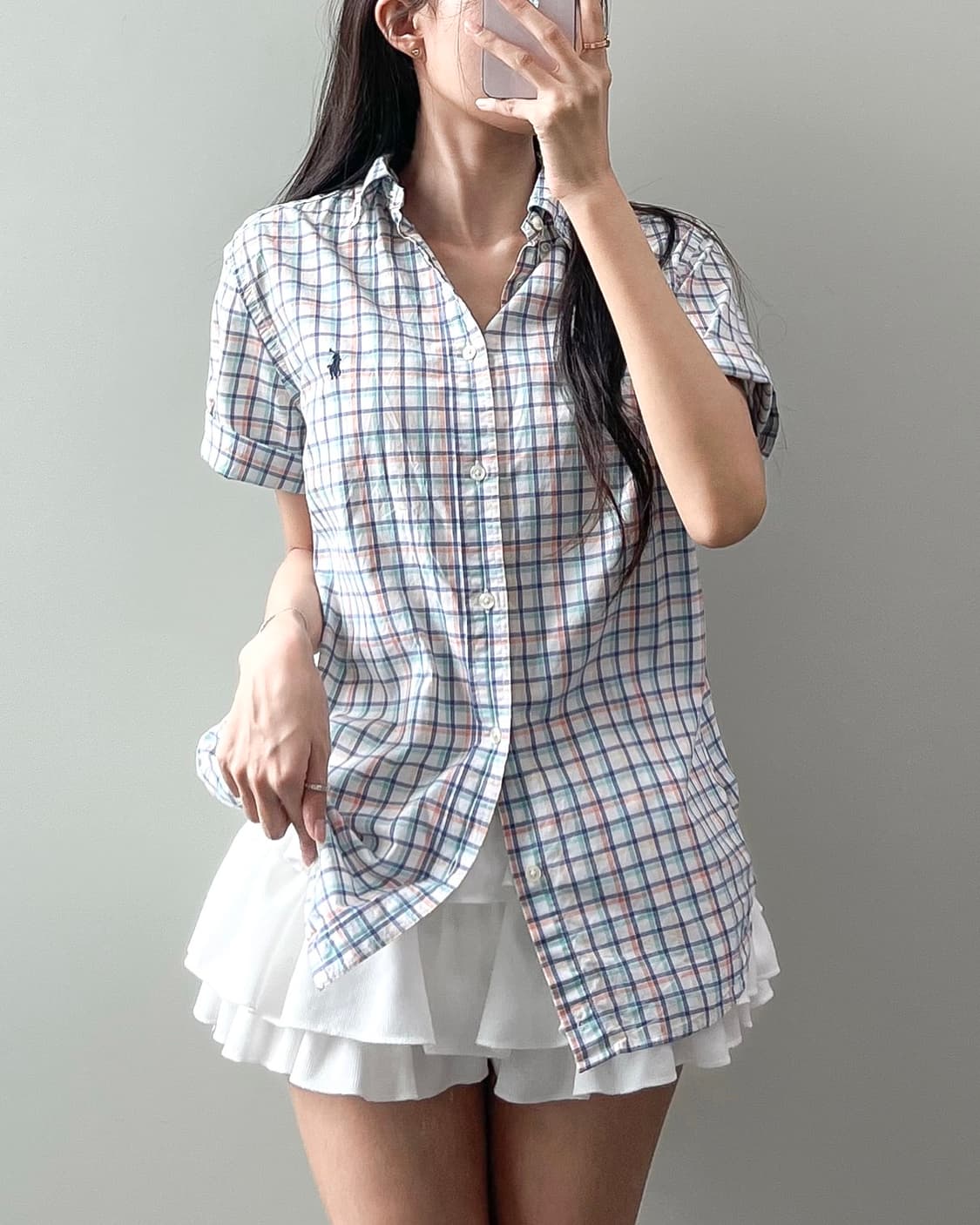 폴로 반팔 체크 셔츠  상품이미지2