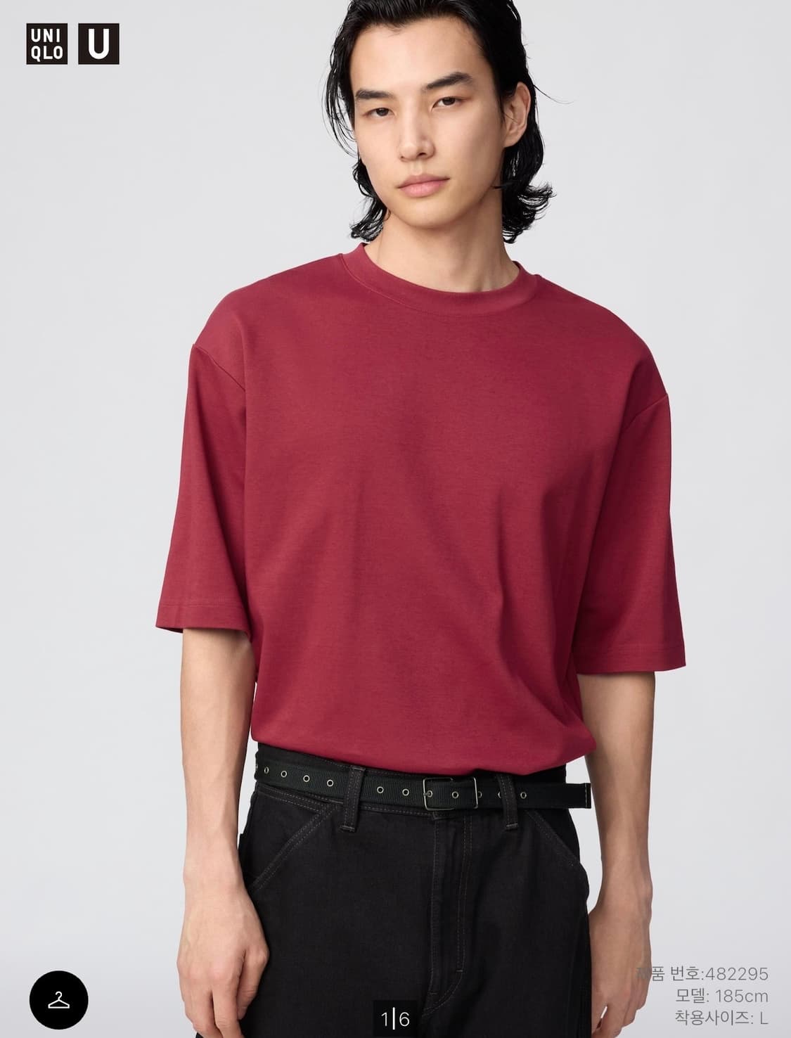 [4XL/2개일괄] 유니클로 U 에어리즘 5부 티셔츠 그레이 레드 상품이미지3