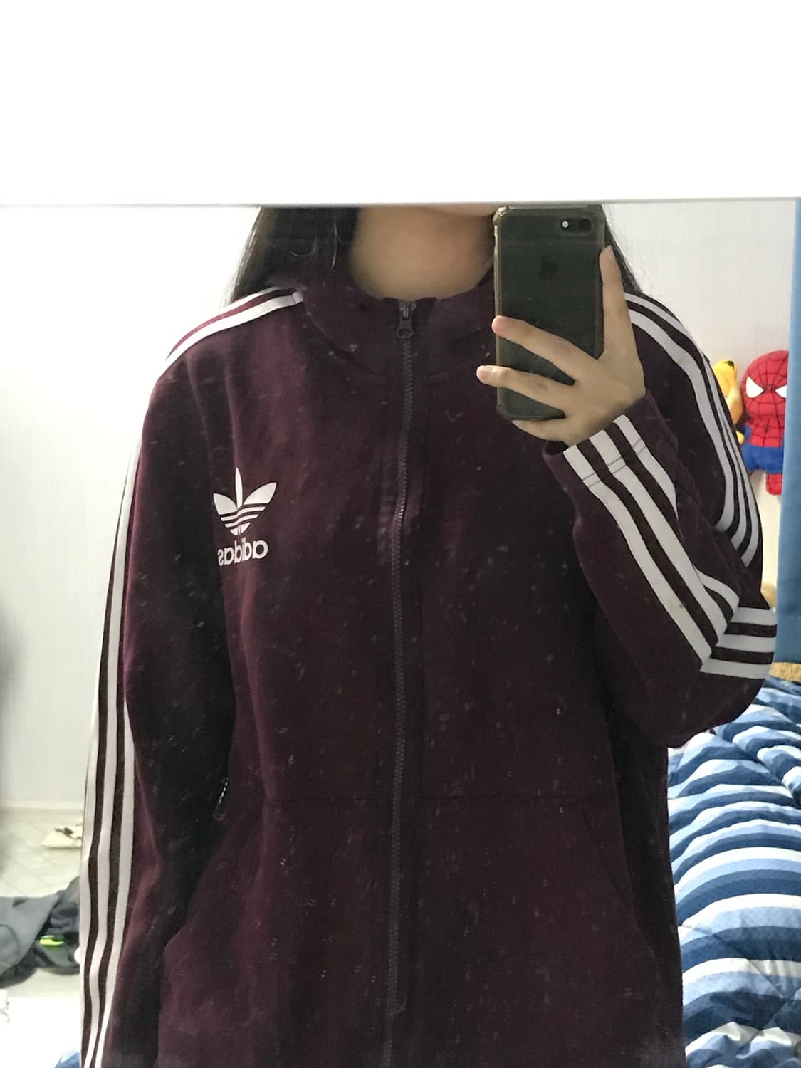 (무배) 아디다스 버건디 후드집업 상품이미지2
