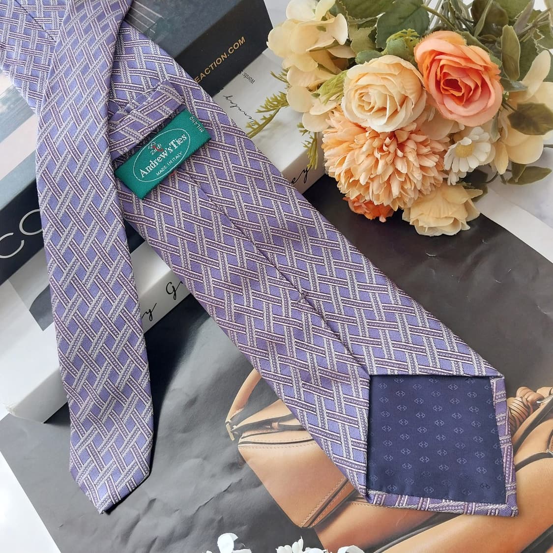 앤드류스타이 실크 퍼플 자카드 넥타이 8.7cm 새제품 K2545
 상품이미지5