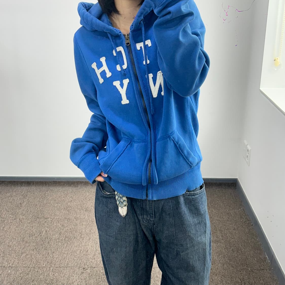 Abercrombie 아베크롬비 스펠아웃로고 블루 후드집업 상품이미지2