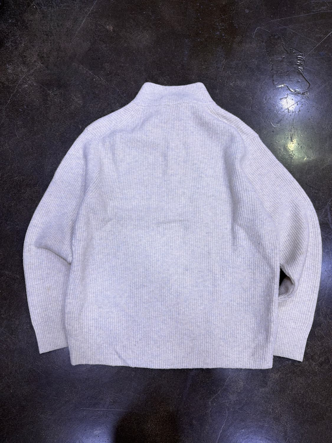 유니클로 하프 집업 얀 니트 풀오버 스웨터 아이보리 XL 상품이미지3