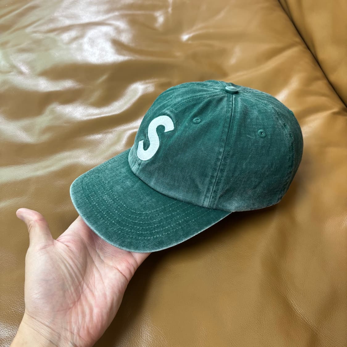 Supreme 슈프림 피그먼트 워시드 다크그린 S로고 6패널 볼캡 모자 상품이미지4